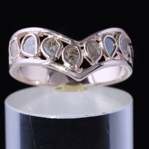 14K Rose Gold Vermeil Sterling Silver Polki Diamond Wishbone Ring